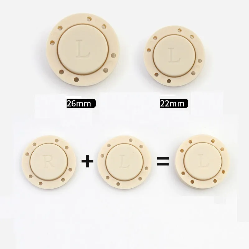 22/26mm Round Colorful Nylon Plastic Magnetic Buttons for Coats Bags Curtains 10pcs