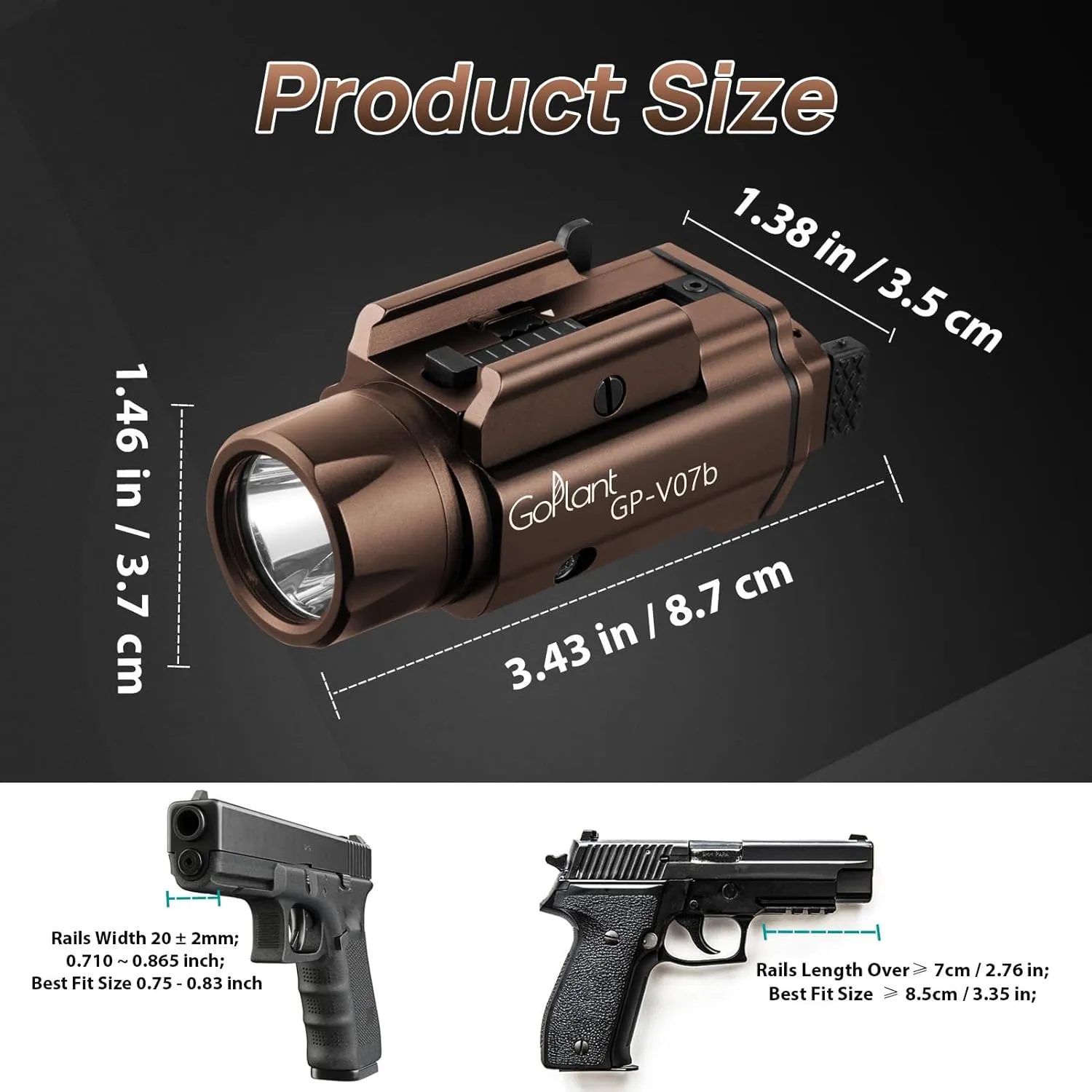 2250 Lumens Weapon Laser Light Combo - Adjustable Rail-Mounted Weapon Light Laser Flashlight, Aircraft-Grade Aluminum Magnetic Rechargeable LED Strobe Tactical Gun Light Combo