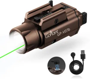 2250 Lumens Weapon Laser Light Combo - Adjustable Rail-Mounted Weapon Light Laser Flashlight, Aircraft-Grade Aluminum Magnetic Rechargeable LED Strobe Tactical Gun Light Combo