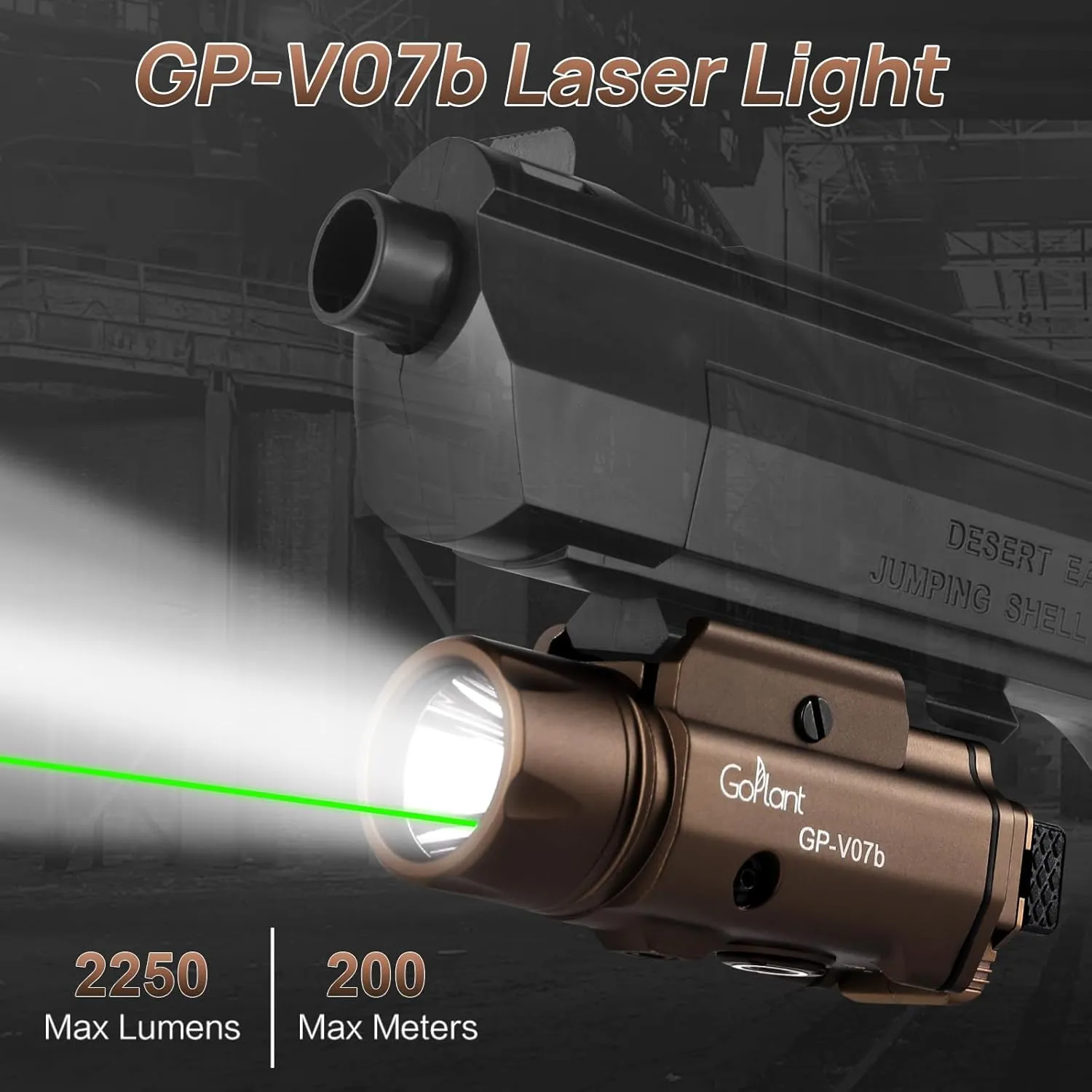2250 Lumens Weapon Laser Light Combo - Adjustable Rail-Mounted Weapon Light Laser Flashlight, Aircraft-Grade Aluminum Magnetic Rechargeable LED Strobe Tactical Gun Light Combo