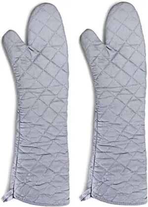 24 Inch Extra Long Oven Mitts Heat Resistant Cotton Lining Oven Thick Gloves Kitchen Food Service Mittens for Pot Holders Cooking Baking BBQ (24 Inch Silver -1pair)