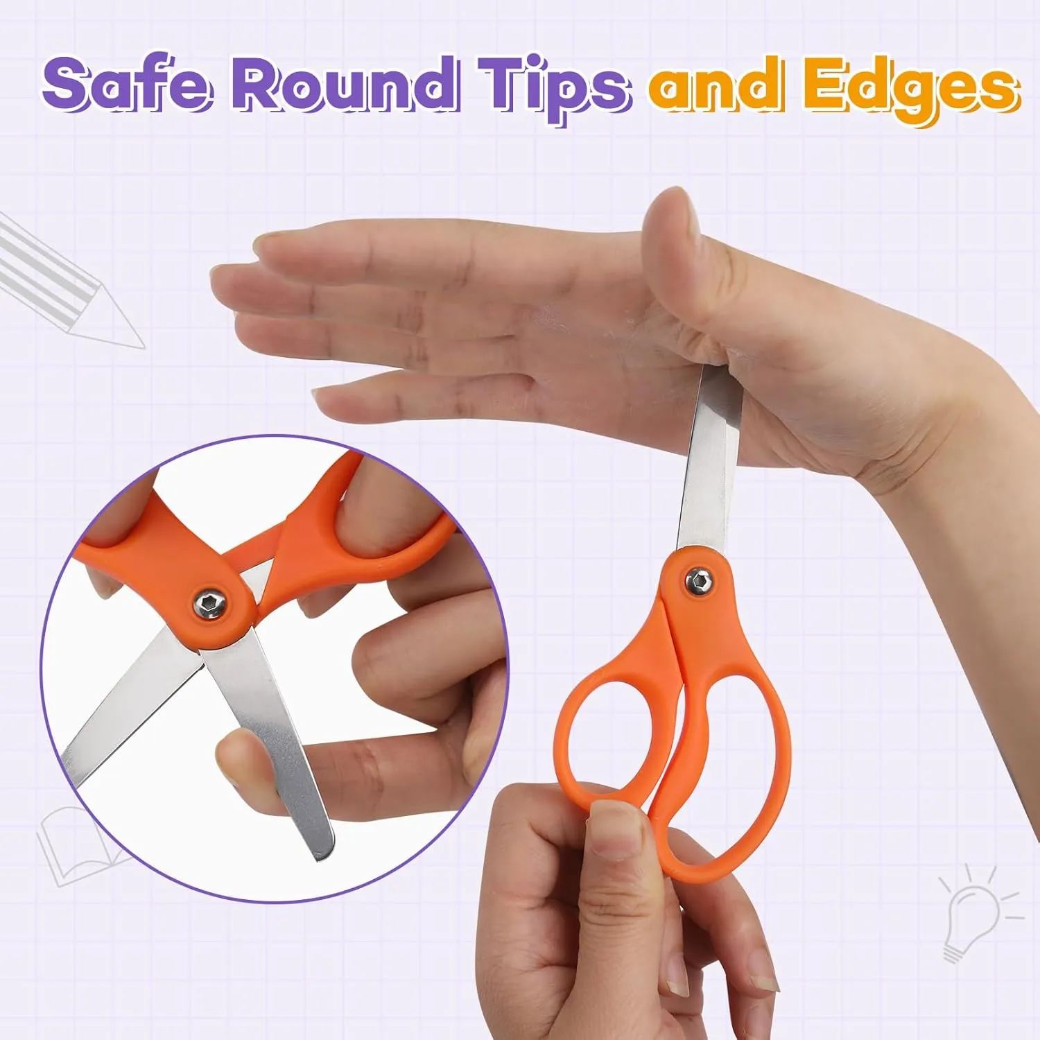 24 Packs 5" Small School Student Blunt Tip Craft Kids Scissors, Stainless Steel Blades Comfort Grip 5 Inch Safety Scissors Bulk for Children Toodler Cutting Paper