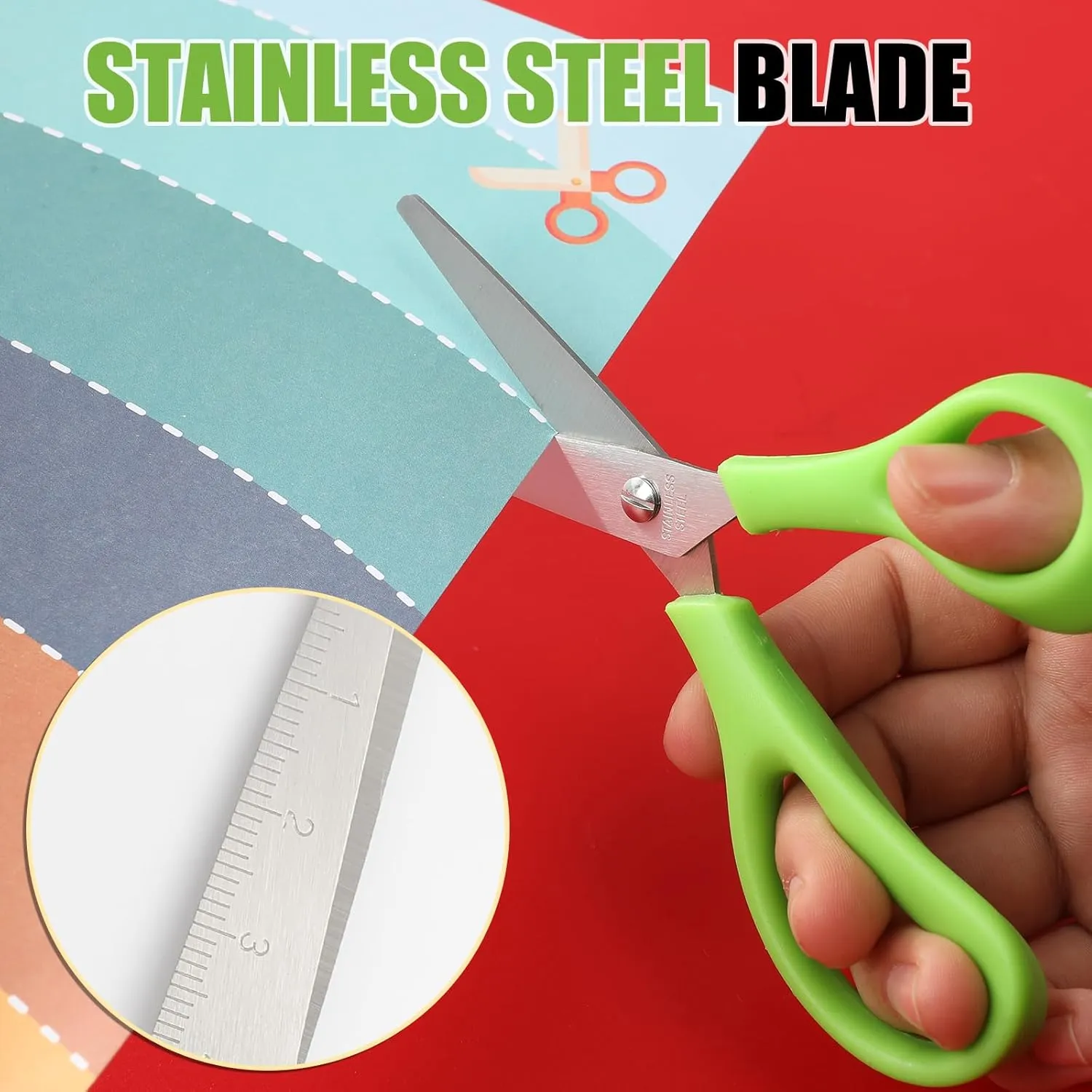 24Pack 5.5" Safety Small School Kids Student Round Blunt Tip Craft Scissors Bulk, Stainless Steel Blades Comfort Grip Scissors for Kid Children Kindergarten Cutting Paper