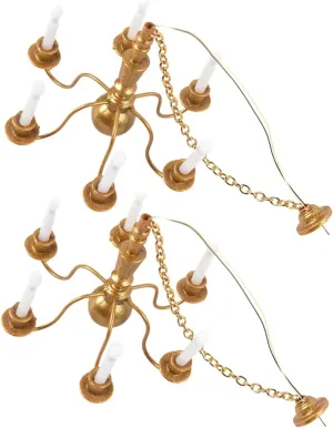 2Pcs Miniature Hanging Lamp Models DIY Sand Table Decor Warm Light for Mini House Landscape Unique Ceiling Light Decoration Mini Craft Enthusiasts