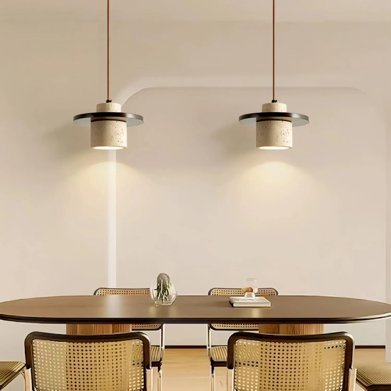 2pcs Wabi Sabi Pendant Light Nordic Marble Chandeliers Natural Stone Shade Simple Light Fixture for Dining Room Bedside Kitchen Island Hallway