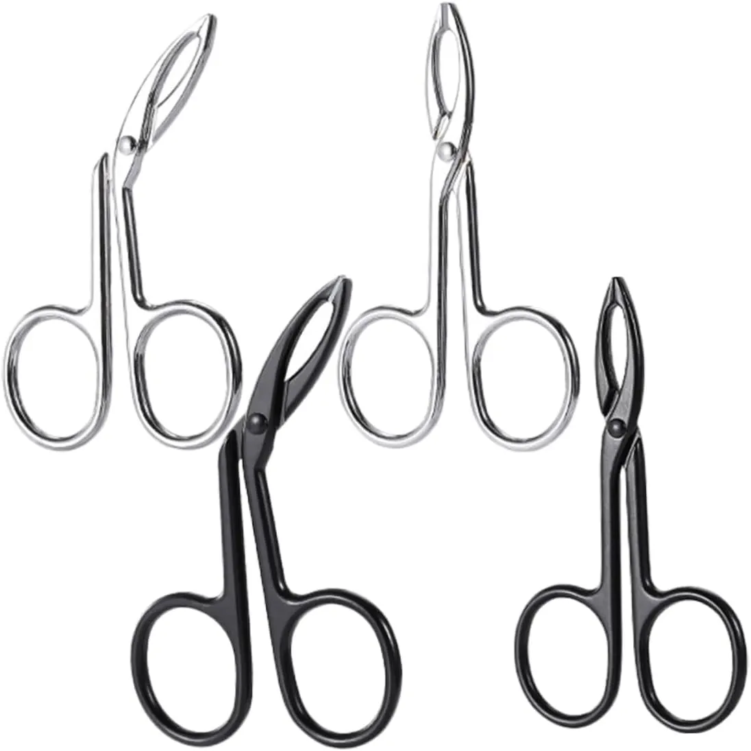 2sets Stainless Steel Eyebrow Tweezers Set for Women Scissor Tweezers Fine Tips for Brow Shaping Facial Hair Removal 4pcs*2