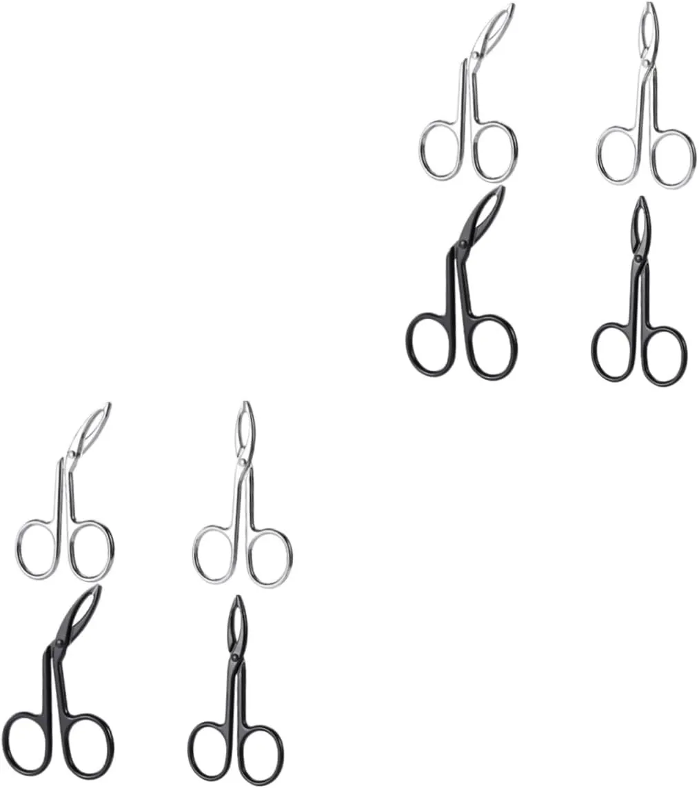 2sets Stainless Steel Eyebrow Tweezers Set for Women Scissor Tweezers Fine Tips for Brow Shaping Facial Hair Removal 4pcs*2
