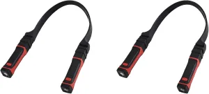 2X Detachable Neck Light Rechargeable, LED Work Light with Magnetic Base, Hands Free Mechanic Light, Around Neck, Black&Red