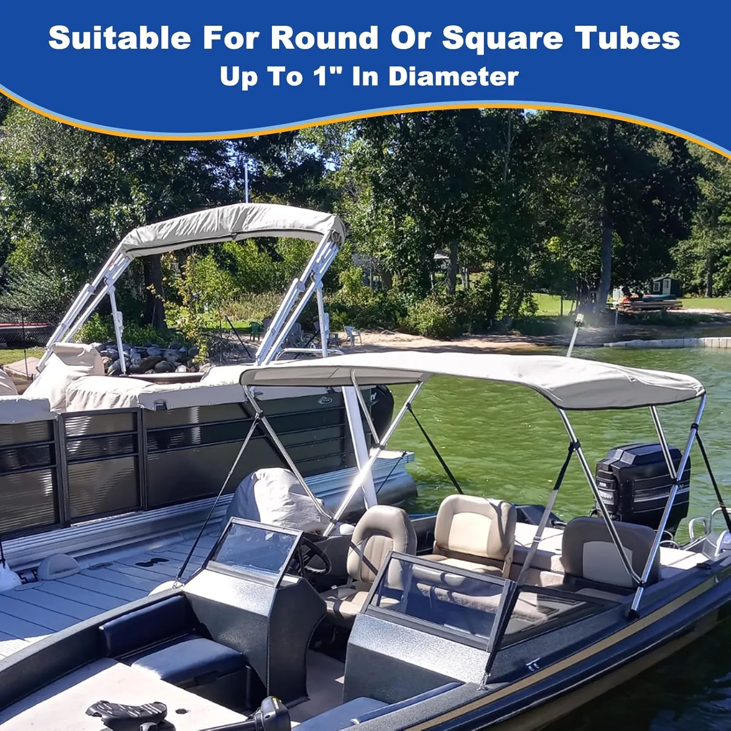 3 Bow Bimini Top Replacement Canvas for Boat with Light Hole and Storage Boot, Easy Install Zipper Sleeves, Heavy Duty Waterproof, 900D Marine Sun Shade Boat Canopy Without Frame, 6'L 54"-60" W Grey