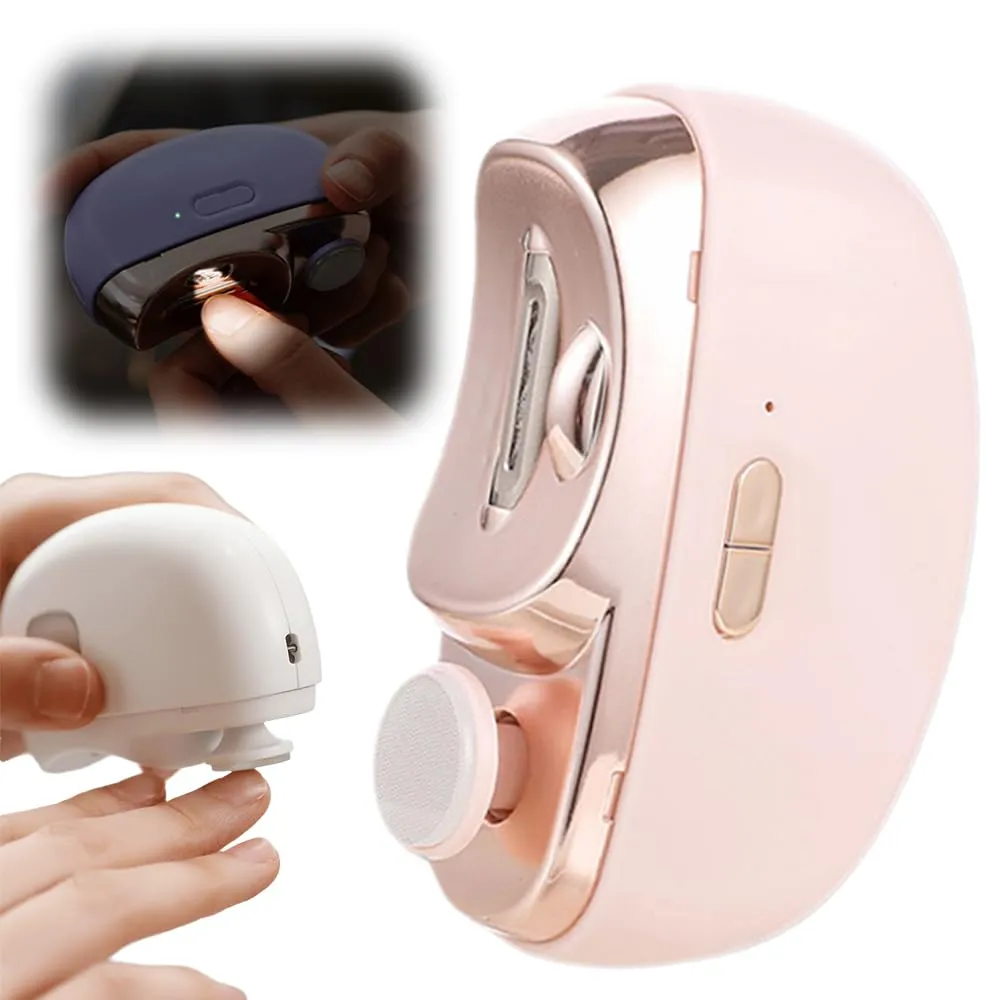 3 in 1 Automatic Electric Nail Clipper with Polishing, Electric Nail Clipper Electric Nail Trimmer with 2 Adjustable Speeds, Nail Cutter Automatic Nail Clipper with Light, for Seniors & Kids (Pink)