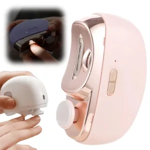 3 in 1 Automatic Electric Nail Clipper with Polishing, Electric Nail Clipper Electric Nail Trimmer with 2 Adjustable Speeds, Nail Cutter Automatic Nail Clipper with Light, for Seniors & Kids (Pink)