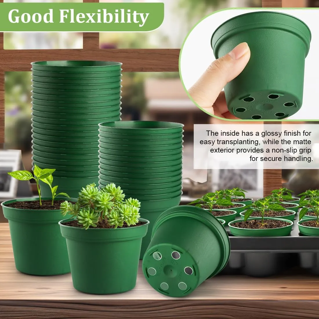 3 Inch Nursery Pots 100 Pcs with 5 Pcs 20 Cell Nursery Pot Trays, 5 Sets Seed Starting Kit for Seedlings, Propagation and Home Gardening, Sturdy Green Seeds Starter Pot Tray Germination Set