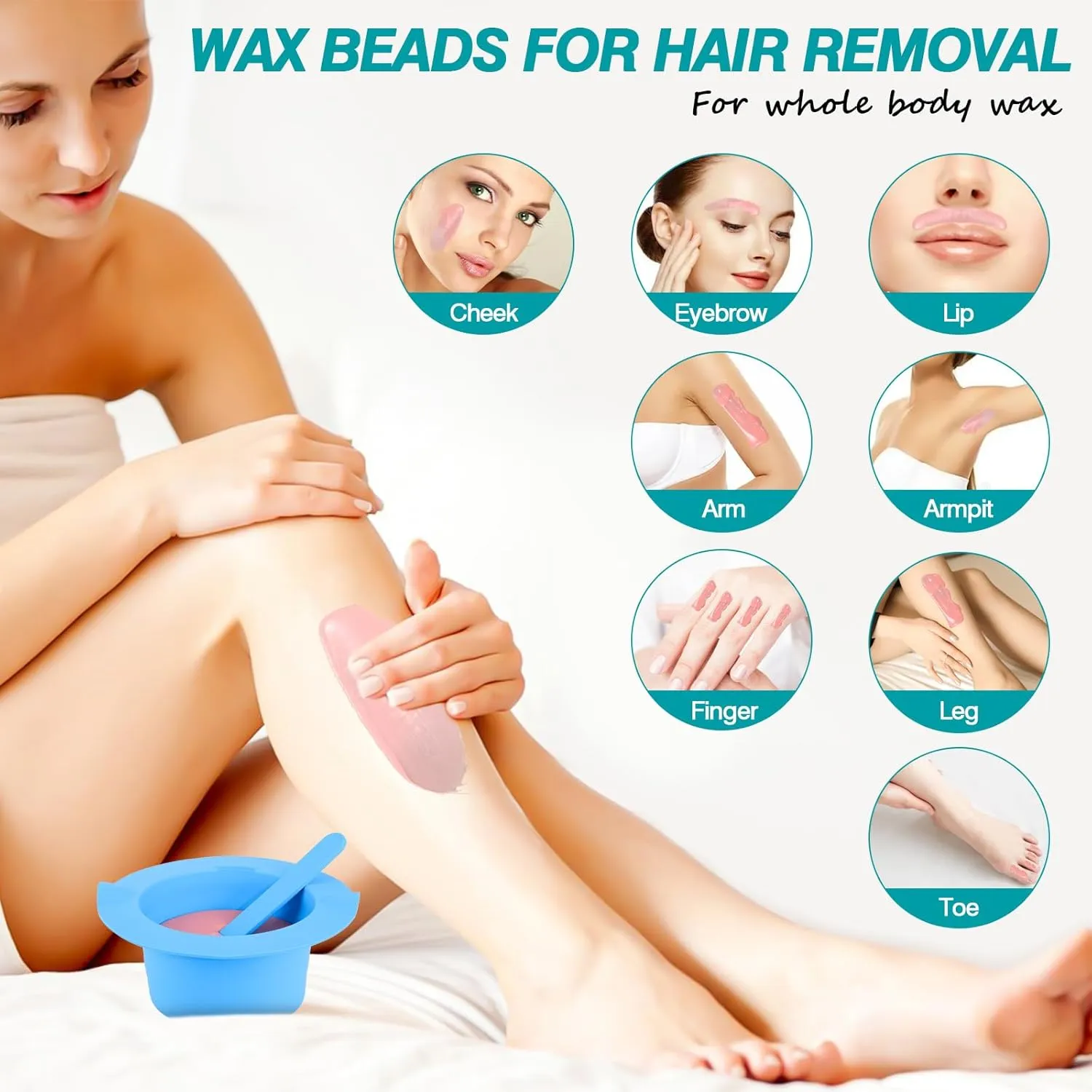 3 lb Hard Wax Beads, All-purpose Wax Beans with Silicone Wax Pot for Sensitive Skin, Brazilian Coarse Waxing for Bikini, Face, Eyebrow, Back, Chest, Legs, Armpit, Women Men, Chocolate