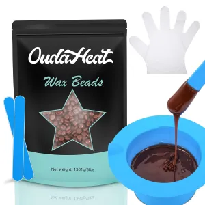 3 lb Hard Wax Beads, All-purpose Wax Beans with Silicone Wax Pot for Sensitive Skin, Brazilian Coarse Waxing for Bikini, Face, Eyebrow, Back, Chest, Legs, Armpit, Women Men, Chocolate