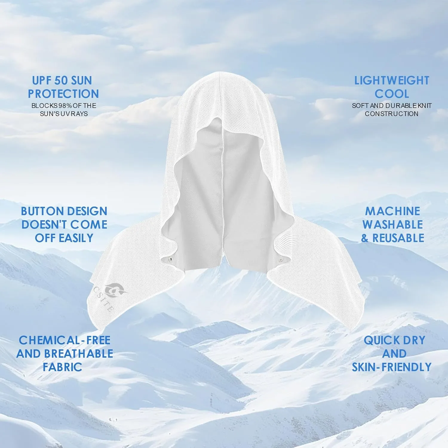 3 Pack Cooling Hoodie Towels for Neck and Face, UPF 50 Sun Protection & Instant Cooling, Ice Towels for Hot Weather, Soft Breathable Towel for Sport, Work Out, Gym, Camping & More Activities