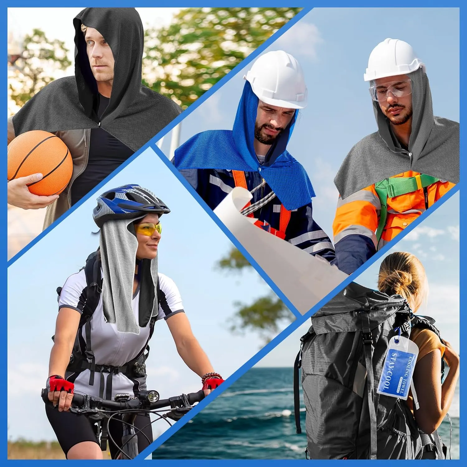 3 Pack Cooling Hoodie Towels for Neck and Face, UPF 50 Sun Protection & Instant Cooling, Ice Towels for Hot Weather, Soft Breathable Towel for Sport, Work Out, Gym, Camping & More Activities