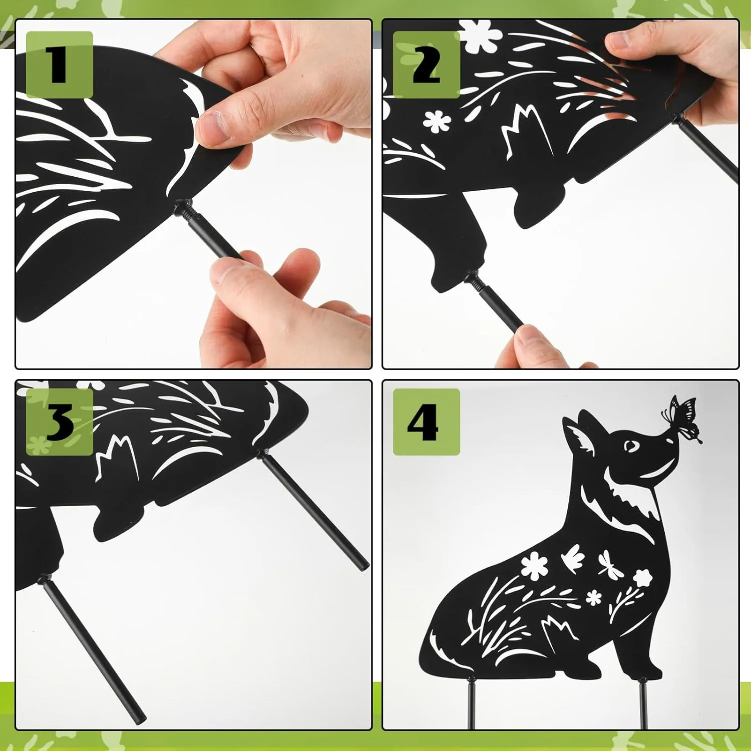 3 Pcs Metal Dog Garden Stake Mother's Day Dog Lovers Gifts Black Silhouette Garden Statues Outdoor Decor Animal Puppy Stakes for Women Men Yard Decor Lawn Decorations(Corgi)