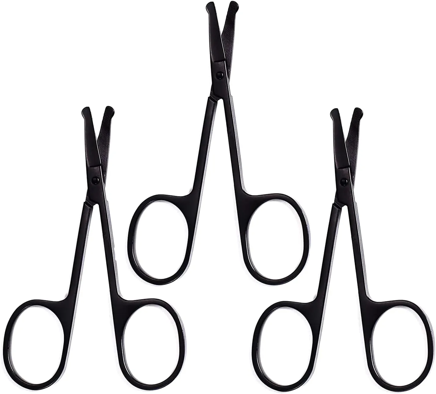 3 Pieces Nose Hair Scissors Rounded Tip Scissors Facial Hair Scissors Stainless Steel Blunt Tip Scissor for Eyebrows, Nose, Moustache, Beard, Grooming (Black)