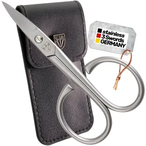 3 Swords Germany Solingen - brand quality STAINLESS STEEL INOX CURVED NAIL SCISSORS - STRONG SCISSORS FOR STRONG PEOPLE with case by 3 Swords Germany