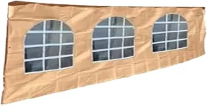 3 Window 30' Beige Valance Side Wall with Large Arch Windows 12 Mil Heavy Duty 2 Pack Total of Two Side Walls for Canopy 30ft Side Wall Replacement 2pc