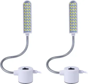 30 LED Sewing Machine Light with Magnetic Base and Flexible Gooseneck, Portable Work Light for Janome, Singer, Brother, Drill Presses, Desks, Craft, Workbenches, and Lathes (2-Pack)