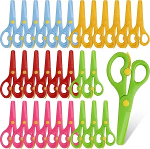 30 Pcs Preschool Training Scissors Plastic Scissors Anti-Pinch Safety Scissors Toddler Scissors for Children Art Craft Supplies ﻿ (30)
