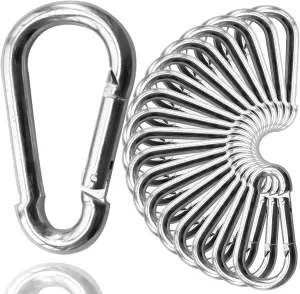 30Pack Heavy Duty Spring Snap Hooks 4Inch, 3/8” Carabiner Clips for Swing, Large Steel Chain Quick Links Safety Buckle Connector for Hammock Fitness Gym Outdoor Boating, M10 Snap Hook Carabiners