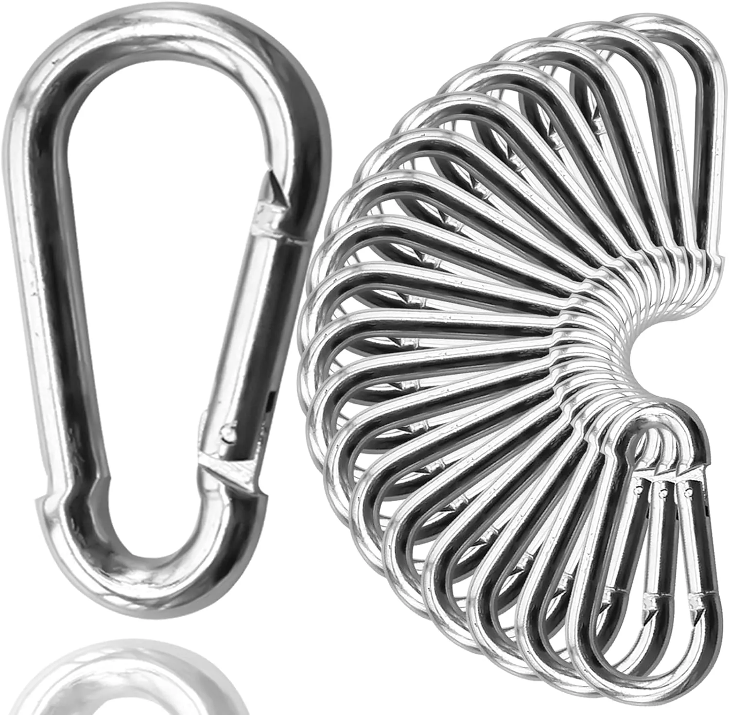 30Pack Heavy Duty Spring Snap Hooks 4Inch, 3/8” Carabiner Clips for Swing, Large Steel Chain Quick Links Safety Buckle Connector for Hammock Fitness Gym Outdoor Boating, M10 Snap Hook Carabiners