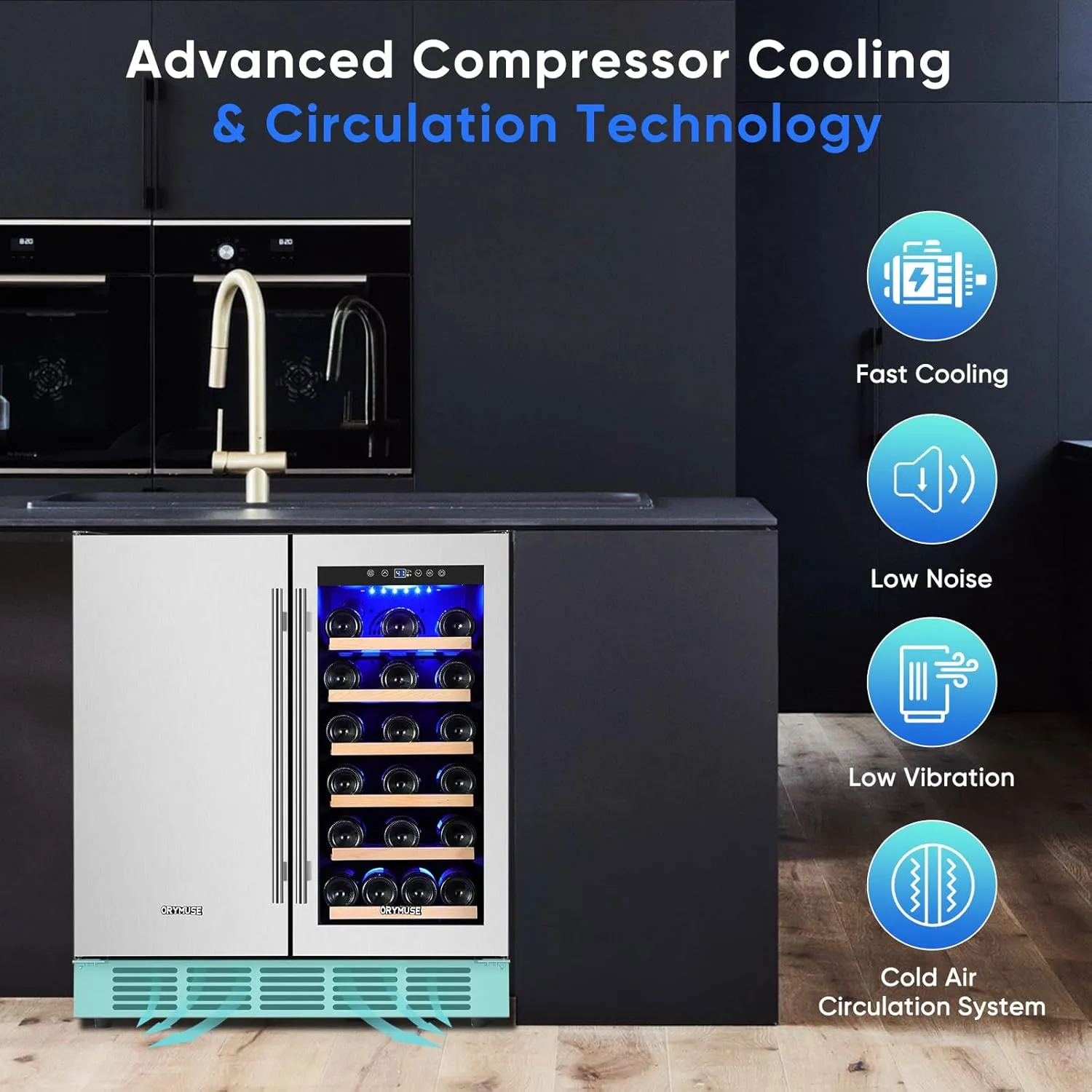 30" Stainless Steel Wine & Beverage Refrigerator - Dual Zone, Built-in/Freestanding with Upgraded Cooling - 30 Bottles & 110 Cans Capacity