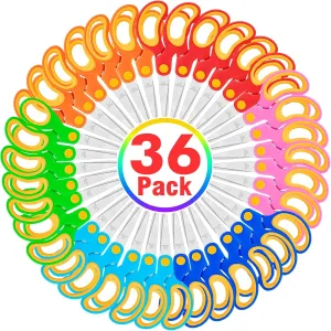 36 Pack Kids Scissors Bulk, 5 Inch Blunt Tip Scissors for Kids School, Safety School Supplies for Toddlers Children Students Teachers, Craft Cutting Paper Preschool Classroom Office Home