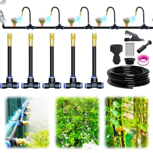 360° Adjustable Drip Irrigation System, 2025 New Garden Automatic Irrigation System with Tubing Hose and Nozzles, Bendable Nozzle Copper Sprayer, Atomizing System (5m/16.4ft)