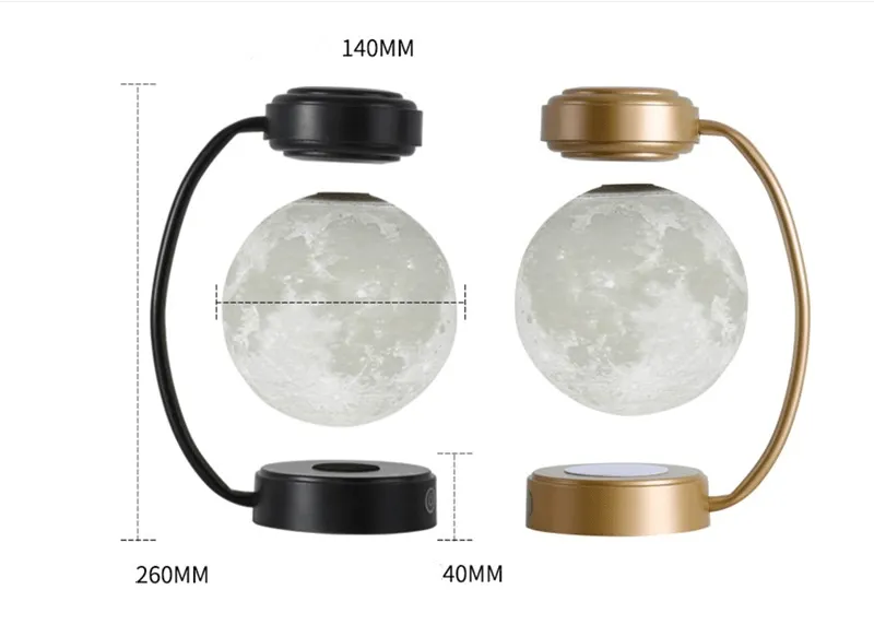 3D LED Magnetic Levitating Rotating Moon Ball Lamp