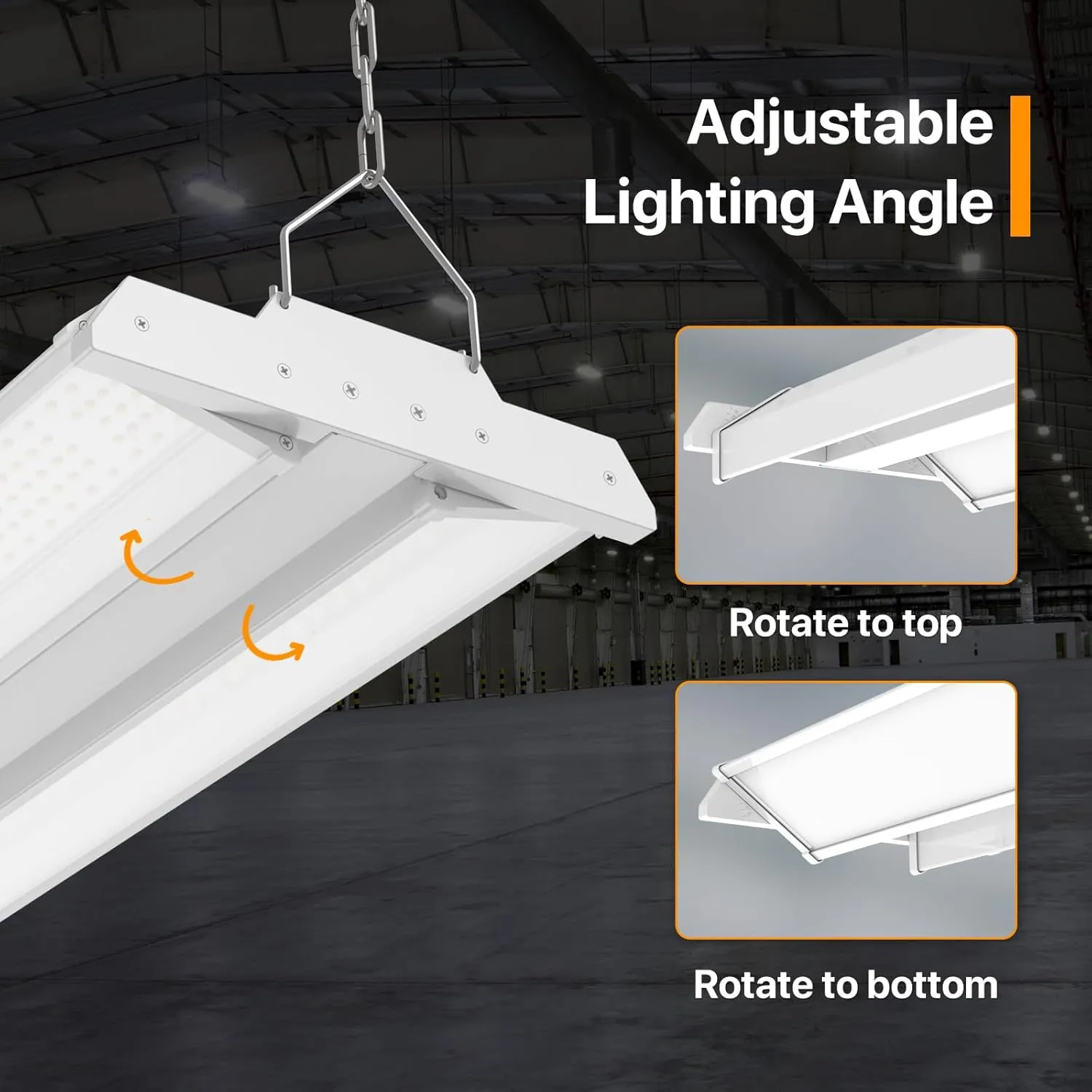 3FT High Bay Led Shop Light 300W 40500LM(135LM/W) 4000K/5000K Switchable Lens Rotatable Linear High Bay Lights 0-10V Dimmable 100-277V Hanging Commercial Lighting for Warehouse