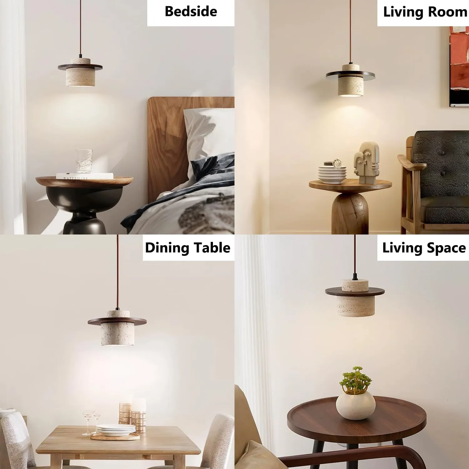 3pcs Wabi Sabi Pendant Light Nordic Natural Stone Shade Chandeliers Concrete Simple Light Fixture for Dining Room Bedside Kitchen Island Hallway