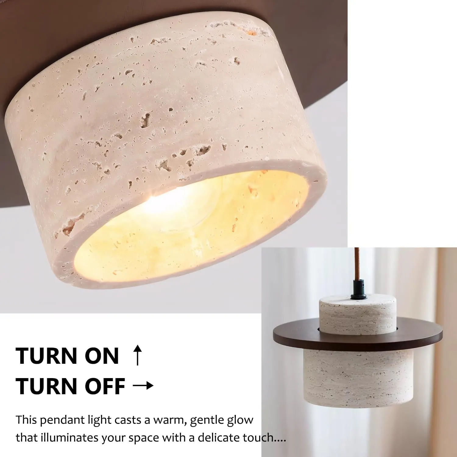 3pcs Wabi Sabi Pendant Light Nordic Natural Stone Shade Chandeliers Concrete Simple Light Fixture for Dining Room Bedside Kitchen Island Hallway