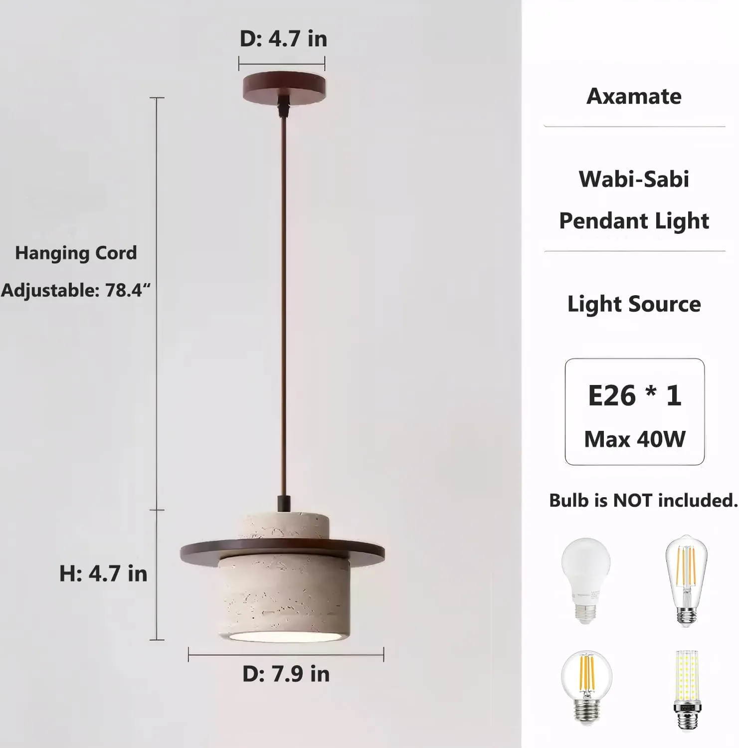 3pcs Wabi Sabi Pendant Light Nordic Natural Stone Shade Chandeliers Concrete Simple Light Fixture for Dining Room Bedside Kitchen Island Hallway