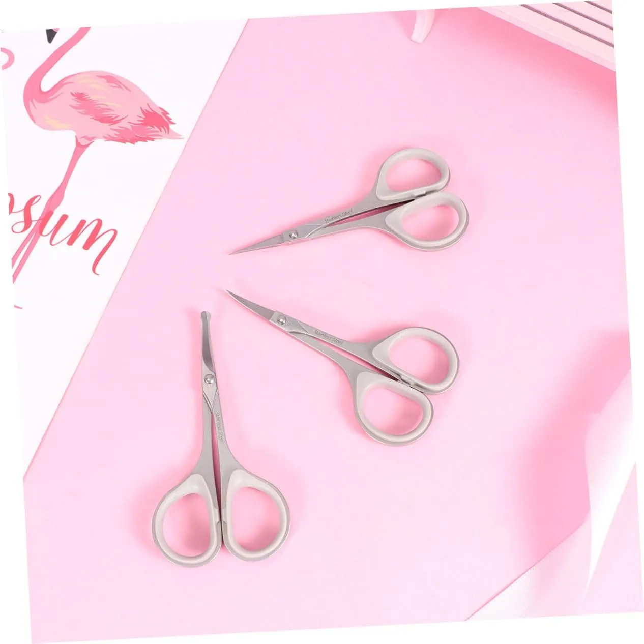 3sets Vibrissa Scissors Safety Tip Scissors -Pointed Scissors Nose Hair Scissors Round Scissor Eyebrow Hair Trimming Scissors Curved Round Trimmer Silver 3pcs*3/1105(2)
