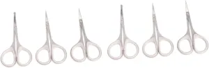 3sets Vibrissa Scissors Safety Tip Scissors -Pointed Scissors Nose Hair Scissors Round Scissor Eyebrow Hair Trimming Scissors Curved Round Trimmer Silver 3pcs*3/1105(2)