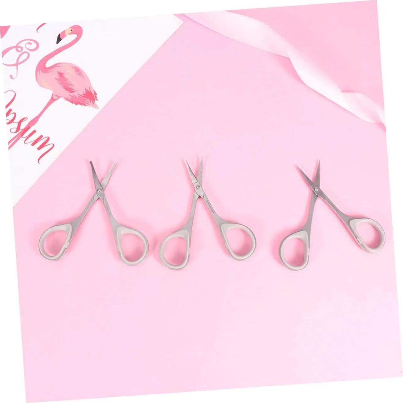 3sets Vibrissa Scissors Safety Tip Scissors -Pointed Scissors Nose Hair Scissors Round Scissor Eyebrow Hair Trimming Scissors Curved Round Trimmer Silver 3pcs*3/1105(2)