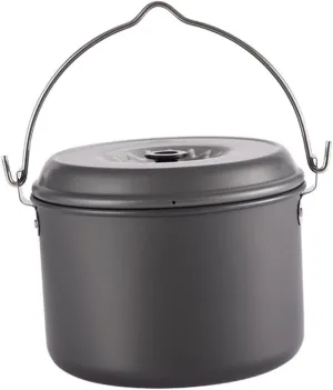 4-6 Person Portable Camping Pot Cookware Set Picnic Cooking Gear Aluminum Oxide Pot Folding Handle