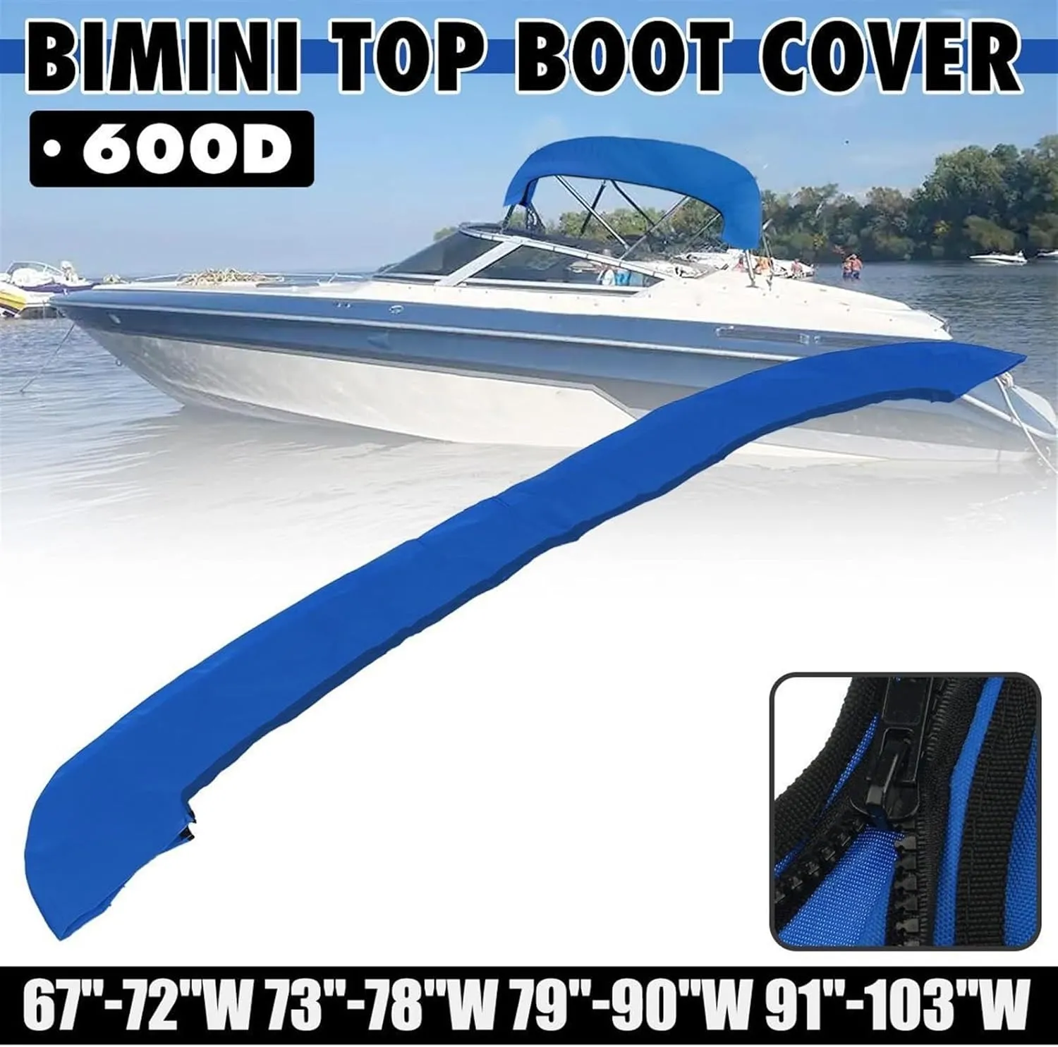 4 Bow Bimini Top Boot Cover 600D Waterproof Yacht Boat Roof Canopy Storage Case Anti-UV Dust-Proof Marine Boat Accessories(67-72inch-02)