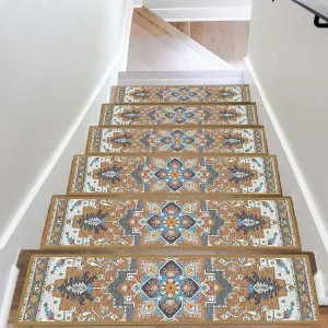 4 Pack 8" x 30" Non-Slip Carpet Stair Treads for Wooden Steps Indoor, Resistant Rugs Rubber Safety Mats for Kids Elders and Dogs