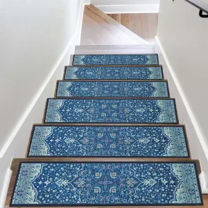 4 Pack 8" x 30" Non-Slip Carpet Stair Treads for Wooden Steps Indoor, Resistant Rugs Rubber Safety Mats for Kids Elders and Dogs