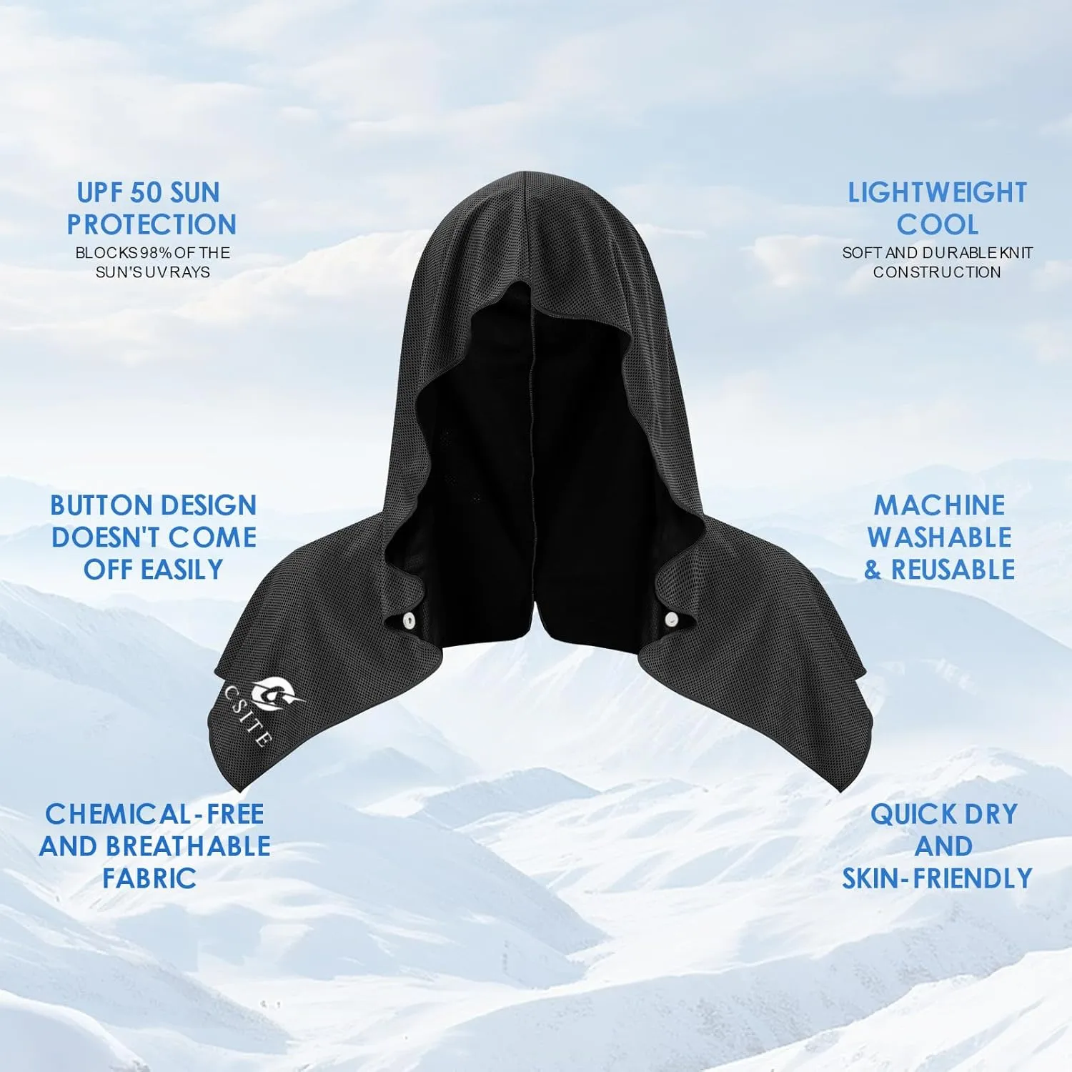 4 Pack Cooling Hoodie Towels for Neck and Face, UPF 50 Sun Protection & Instant Cooling, Ice Towels for Hot Weather, Soft Breathable Towel for Sport, Work Out, Gym, Camping & More Activities