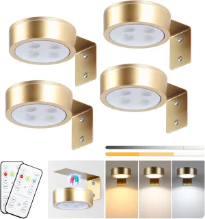 4-Pack Picture Light Battery Operated Painting Lights for Wall, Magnetic LED Display Art Light with Remote, Dimmable and Timer Portrait Light for Art Frame Artworking, Wall Decor Puck Light