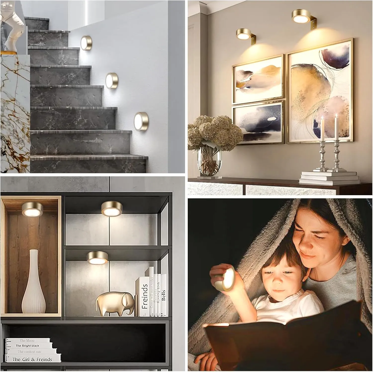 4-Pack Picture Light Battery Operated Painting Lights for Wall, Magnetic LED Display Art Light with Remote, Dimmable and Timer Portrait Light for Art Frame Artworking, Wall Decor Puck Light