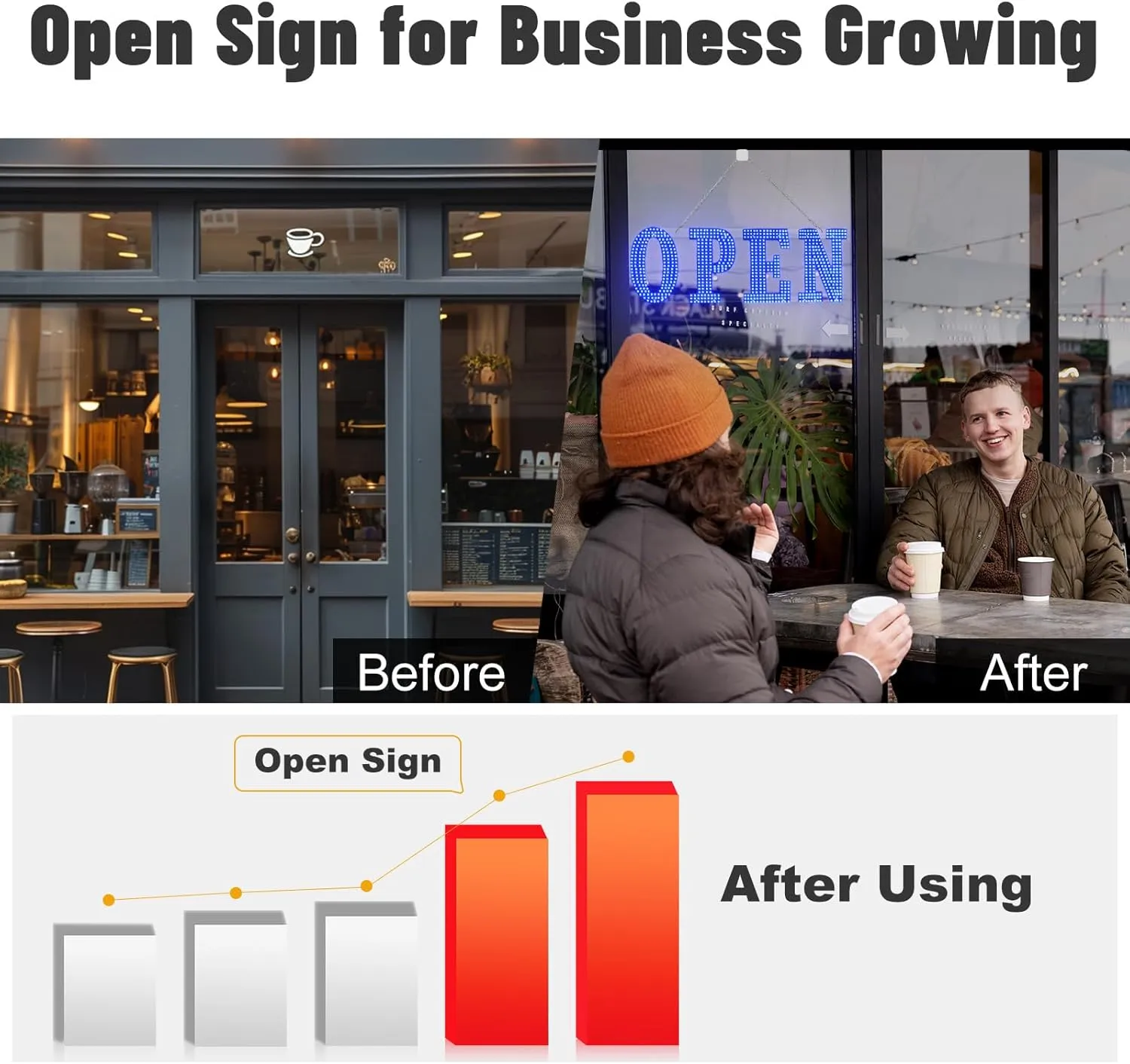 40"x14" Large LED Open Signs for Business Super Bright Unique Design Blue Open Sign with Hanging Installation for Window Stores Bar Hotel Retail Shops Salon Restaurant Office