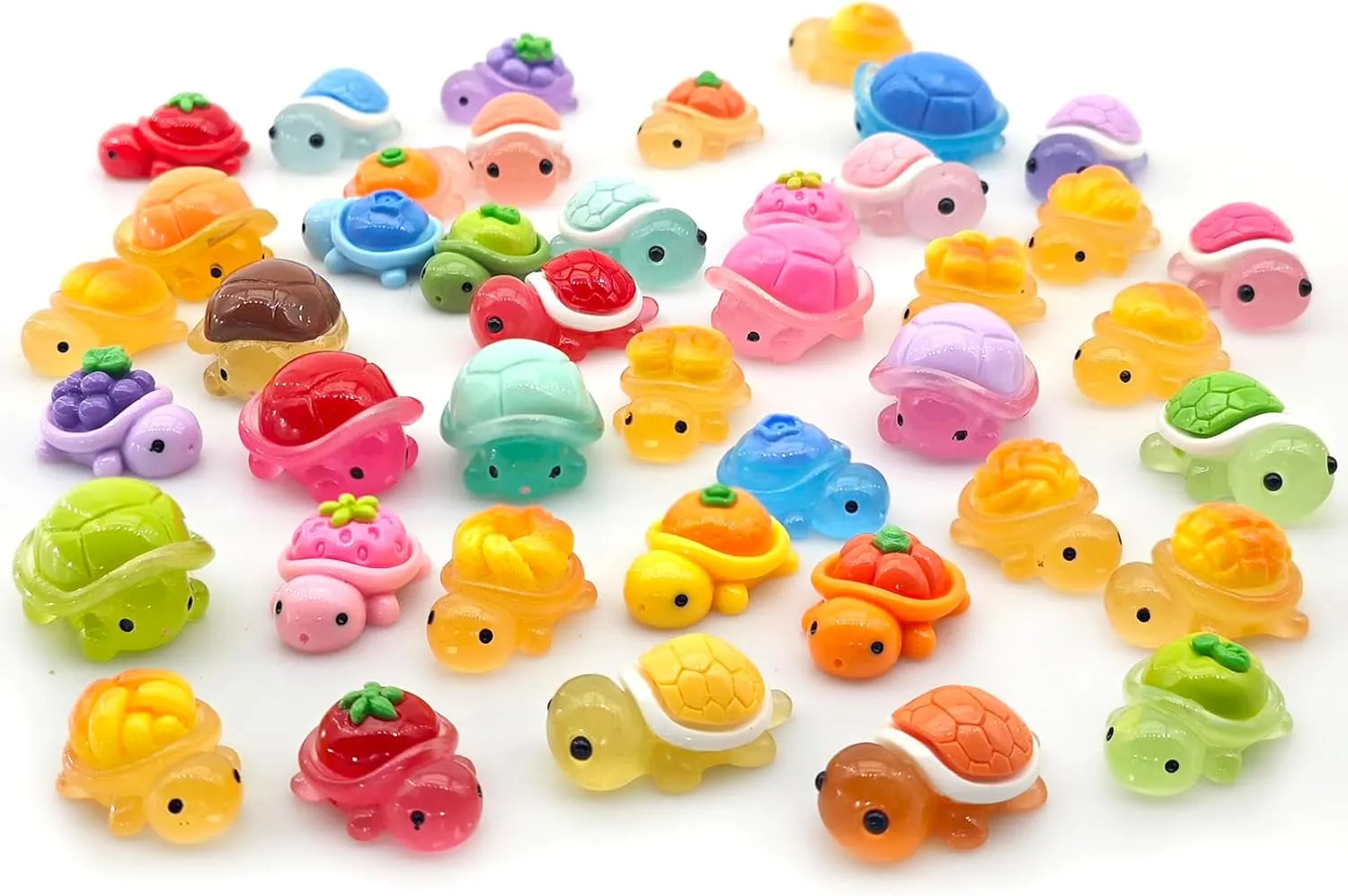 42Pcs Miniature Resin Turtle 3D Figurines Glow in The Dark Garden Micro Desk Pets Car Decor for Decorating DIY Dollhouse Fish Tank Fridge Wall Art
