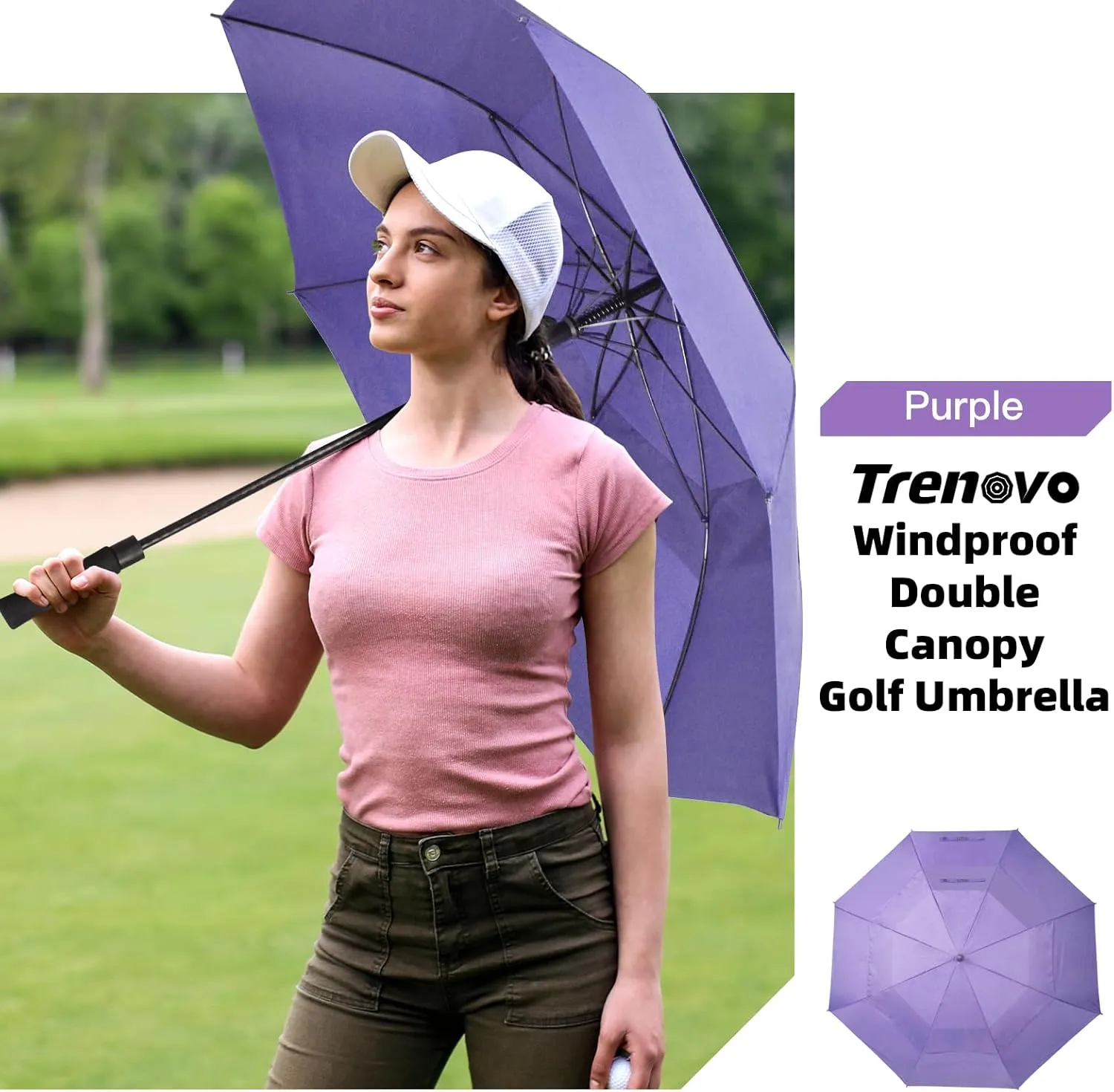 47/54 Inch Ventilated Double Canopy Windproof Stick Umbrellas for Rain, Automatic Open Golf Umbrella – Available in for Adults, Kids, Outdoor Enthusiasts