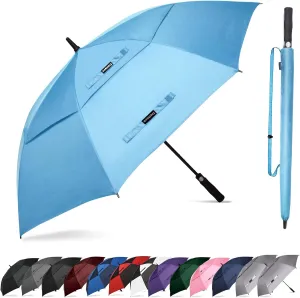 47/54 Inch Ventilated Double Canopy Windproof Stick Umbrellas for Rain, Automatic Open Golf Umbrella – Available in for Adults, Kids, Outdoor Enthusiasts